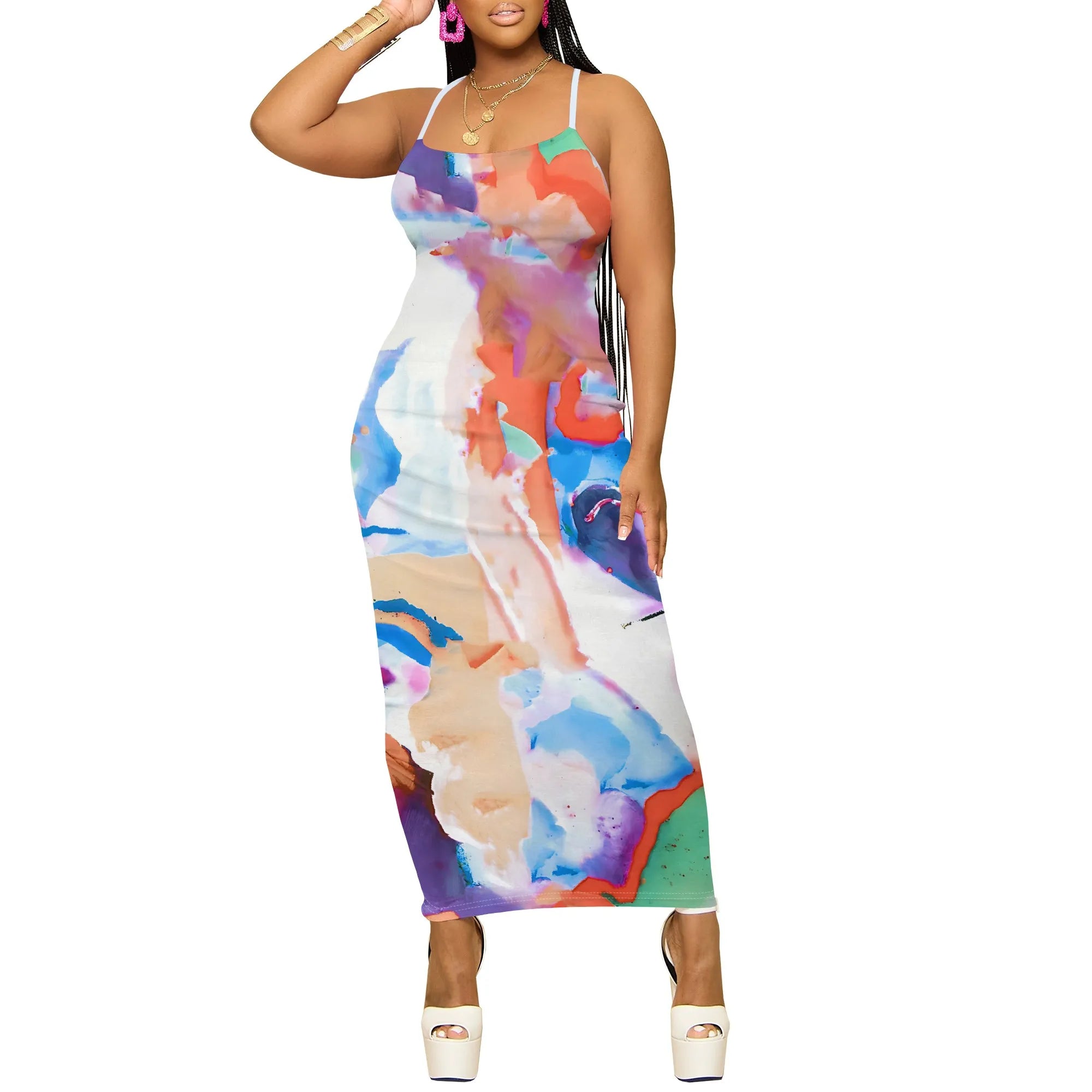 Floral Maxi Dress Sleeveless Spaghetti Strap Beach Sundress Summer Casual Long Dress