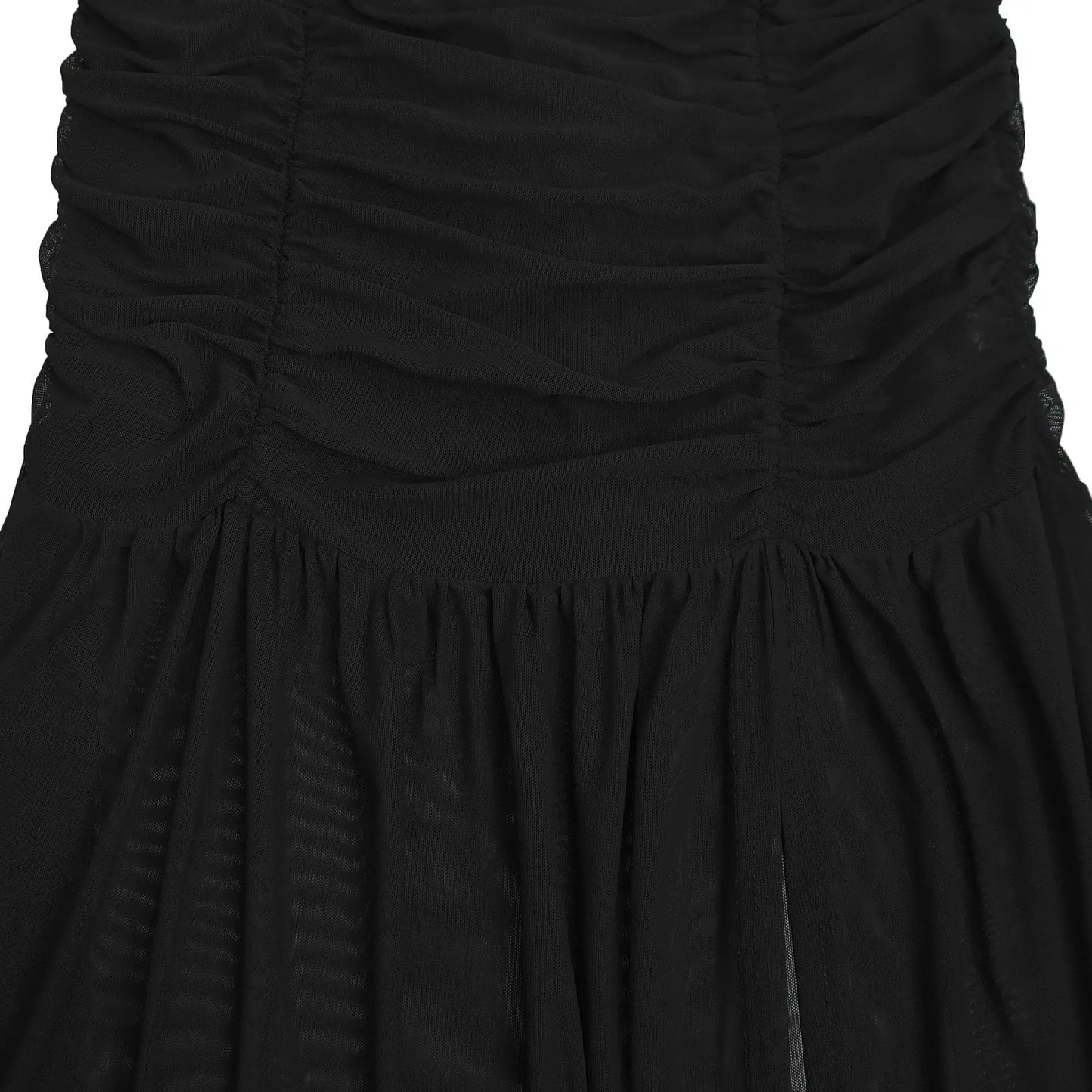 Women's Sexy Summer See Through Sheer Mesh Slit Solid Color Halter Dress Ruched Mermaid Pleated Mermaid Party Dress