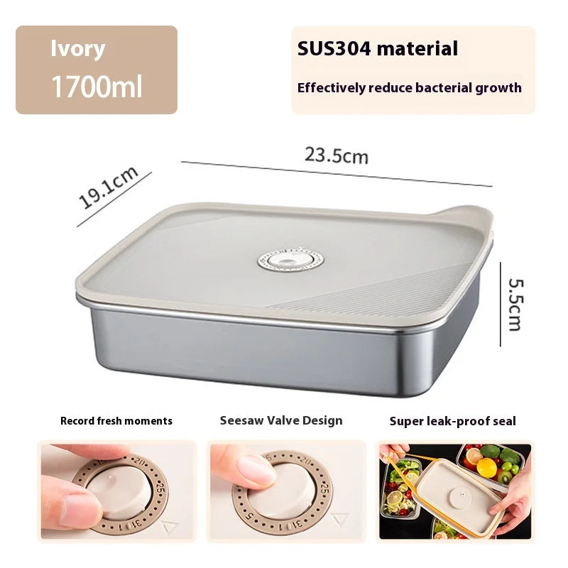 304 SS Airtight Leakproof Containers, BPA-Free - Fridge/Freezer/Microwave Safe, Stackable - Home/Kitchen Lunch Box Fruits/Meals