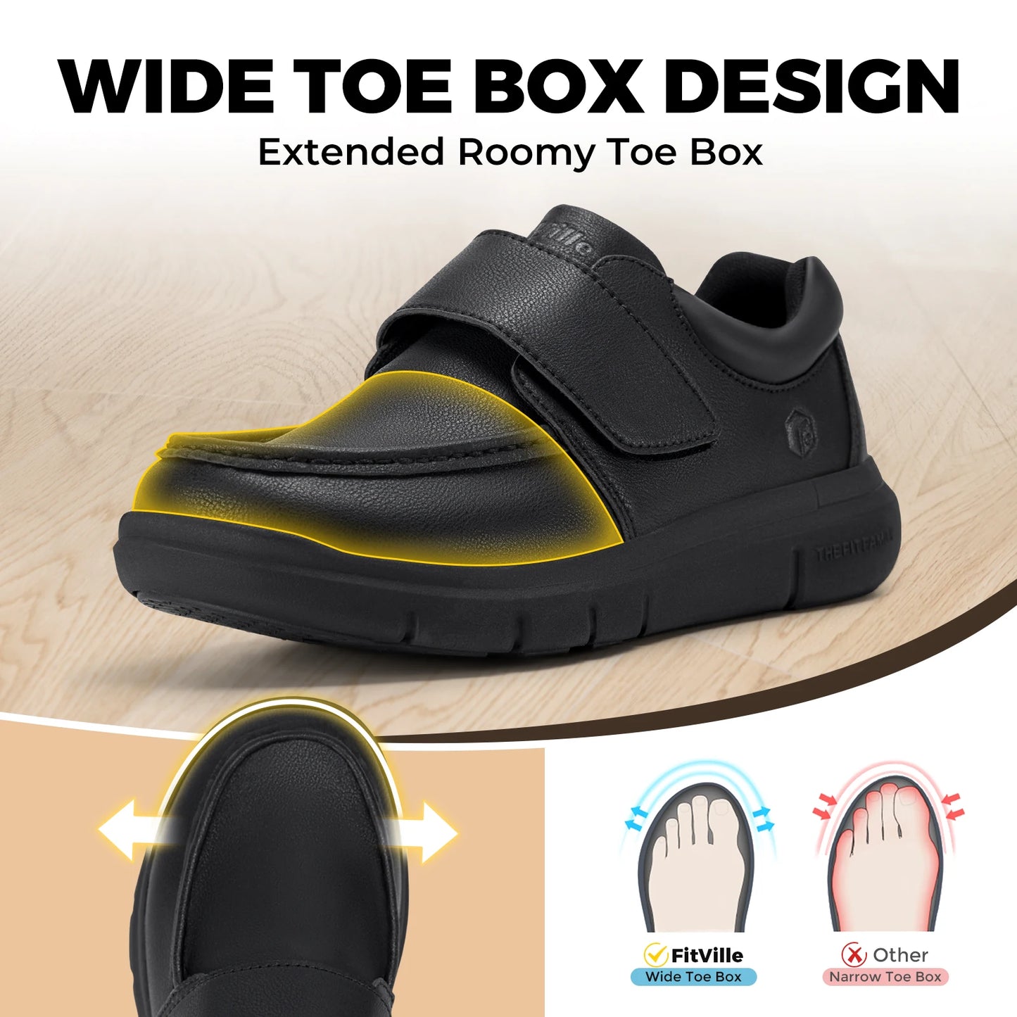 Wide Fit Men's Leather Shoes Diabetic Walking Shoes Oxford Shoes Formal Business Shoe Comfortable All Day Wear