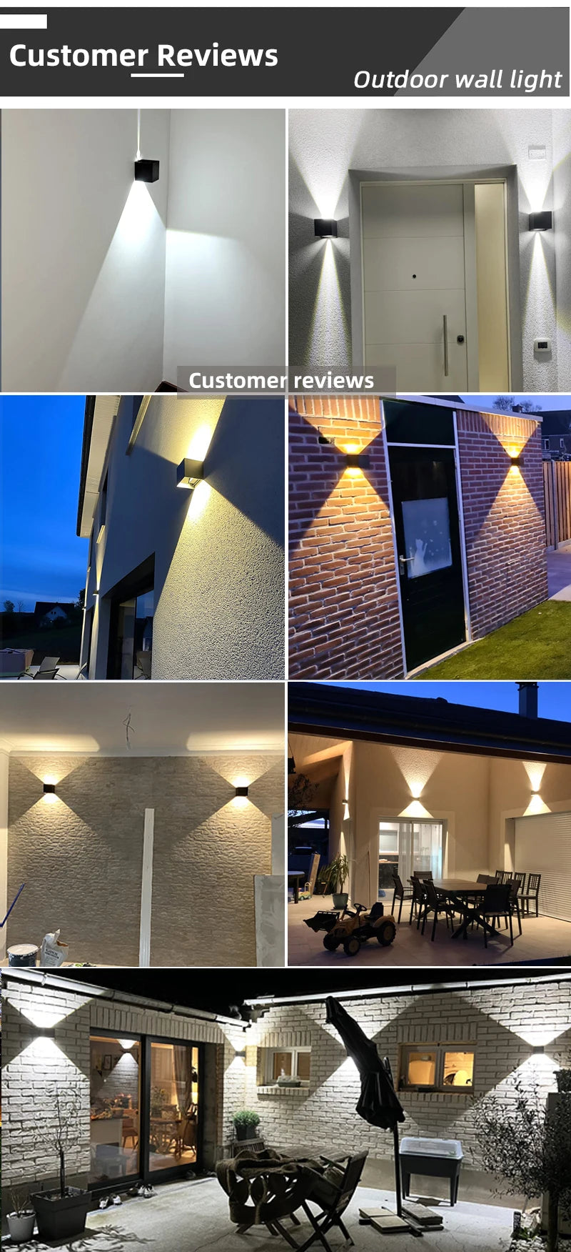 Aluminum LED Outdoor Wall Light Waterproof IP65 Garden Lights 6W 12W Interior Wall Lamps for Bedroom Living Room Stairs Lighting