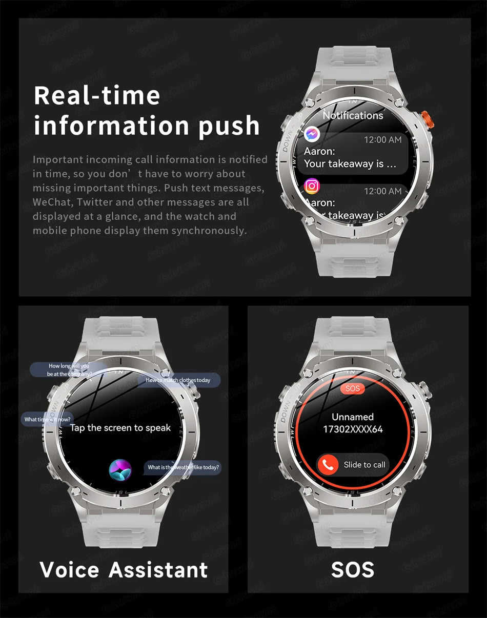 2025 Nieuwe robuuste militaire GPS Smart Watch Ingebouwde GPS Tracker Kompas Sport Fitness Tracking Smartwatch - Compatibel met HUAWEI &amp; Xiaomi IOS