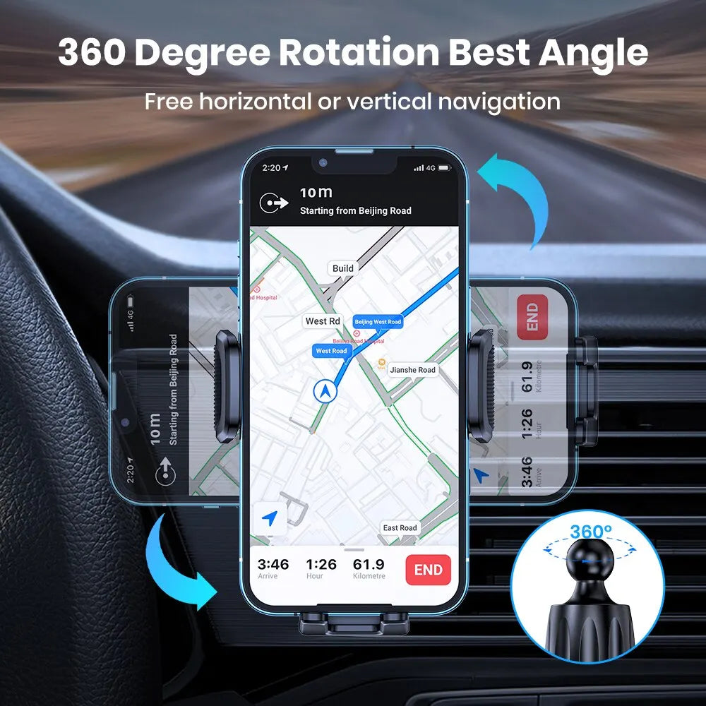 TOPK Car Phone Holder Mount,[Upgraded Support Function] Metal Hook Cell Phone Holder For Car Air Vent Compatible With All Phones