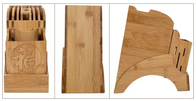 Wood Kitchen Knife Holder Bamboo Scissors Chopsticks Gadget Storage Shelf Rack Knife Block Stand Organizer Accessories