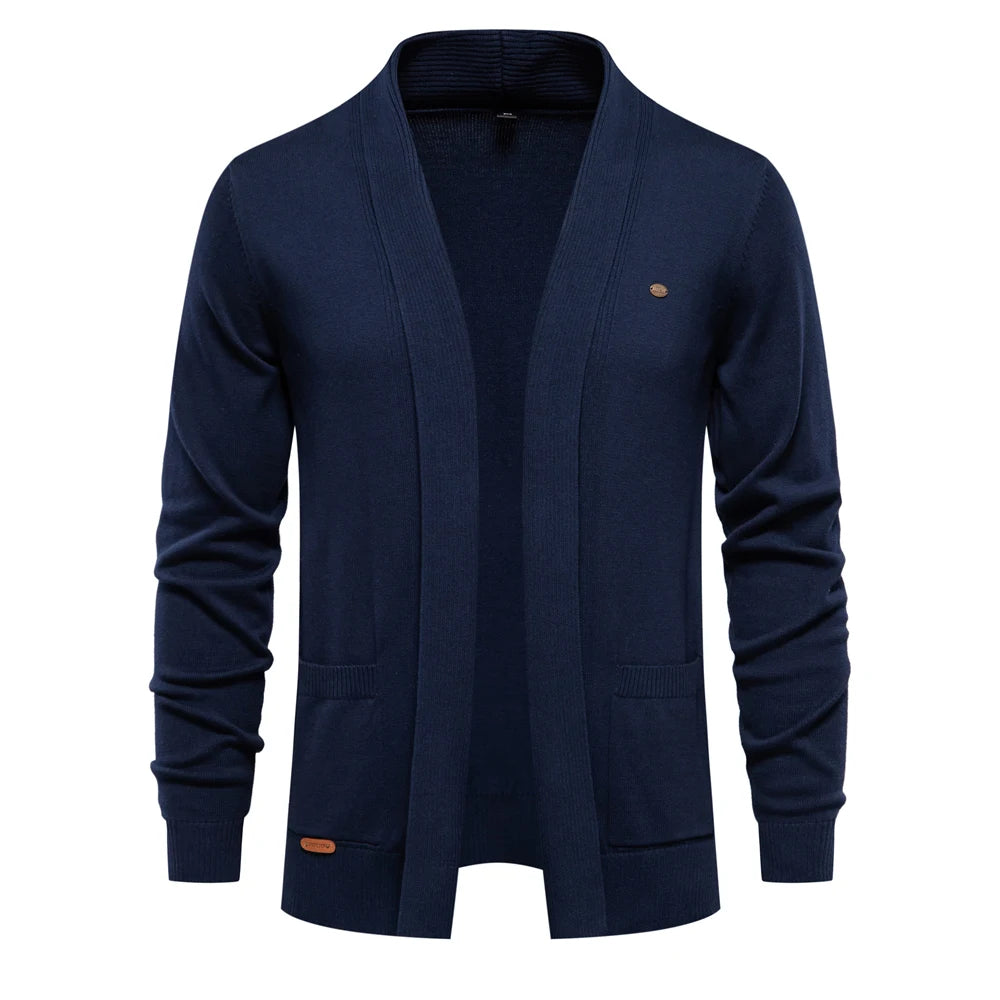 Men's Winter Cotton Cardigan Quality Sweater Fashion Turn Down Collar Knitted Sweaters for Men