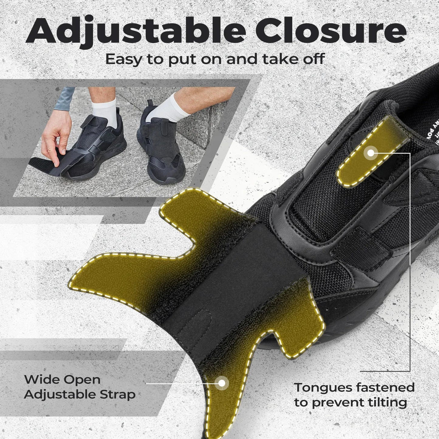 Men's Diabetic Shoes Wide 2E Slip-On Suitable For Swollen Feet Walking Shoe With Arch Support For Foot Pain Relief