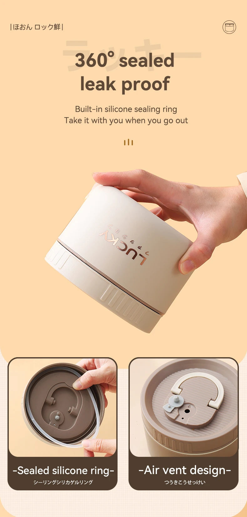 WORTHBUY Bento Lunch Box Set, Portable Keep Warm Lunch Container With Insulated Bag, 18/8 Stainless Steel Thermal Food Container