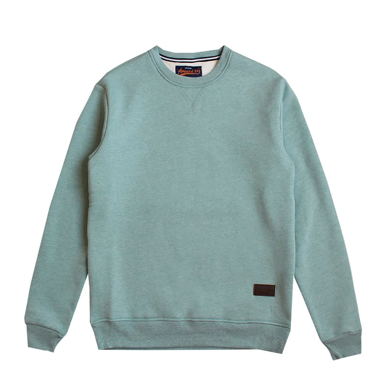 Herfst Winter Nieuwe Amerikaanse Eenvoudige Dikke Arctische Fleece Effen Kleur Sweatshirt Heren Puur Katoen Gewassen Pullover Casual Sportkleding