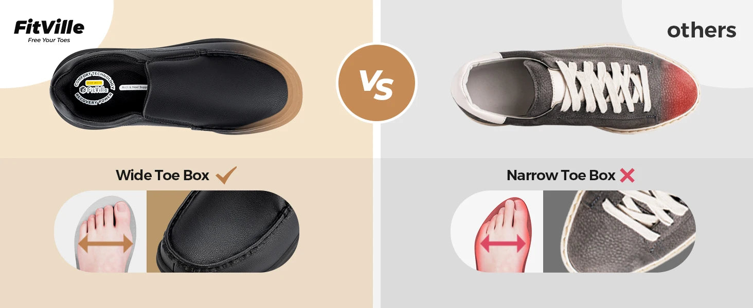 Herenschoenen Brede leren instappers Casual schoenen Lichtgewicht voor gezwollen voeten met ondersteuning van de voetboog Pijnverlichting