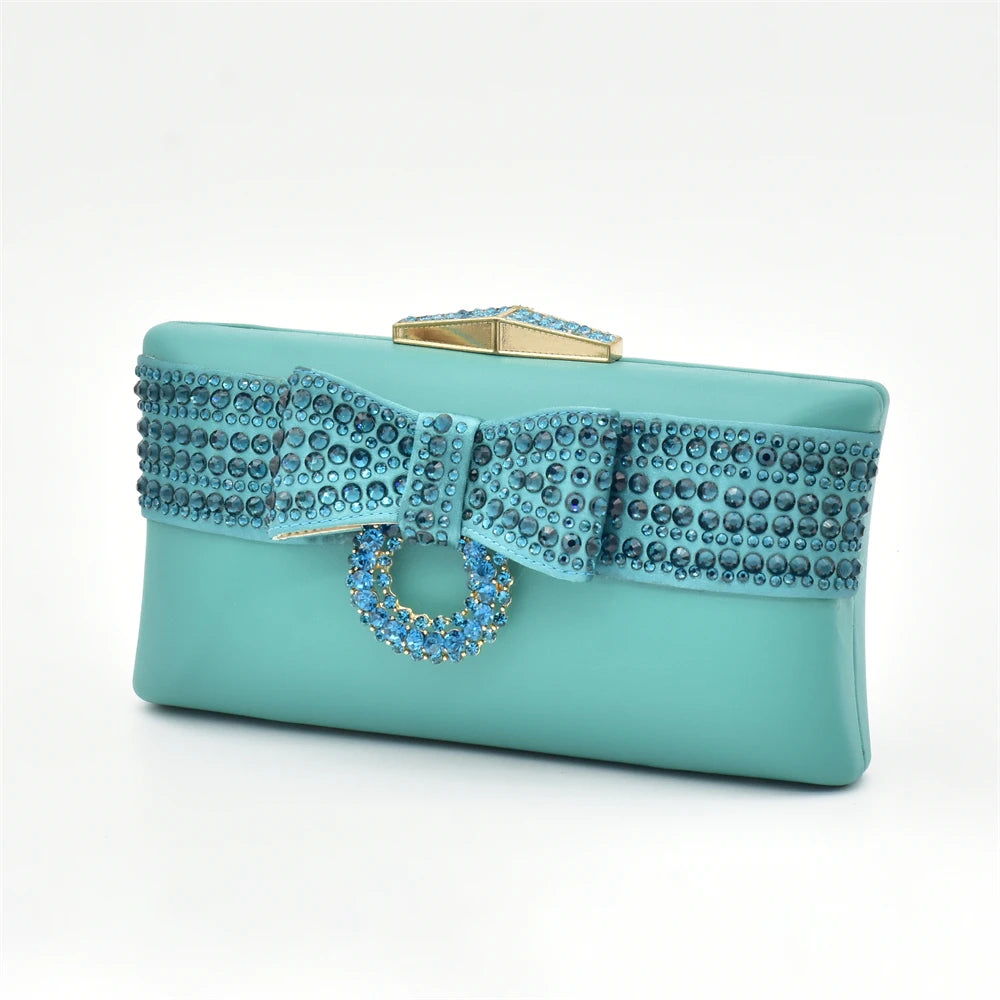 Italian Ladies Shoes and Bags To Match Set Decorated with Rhinestone Sling Backs Low (1cm-3cm) Luxury Shoes Women Designers