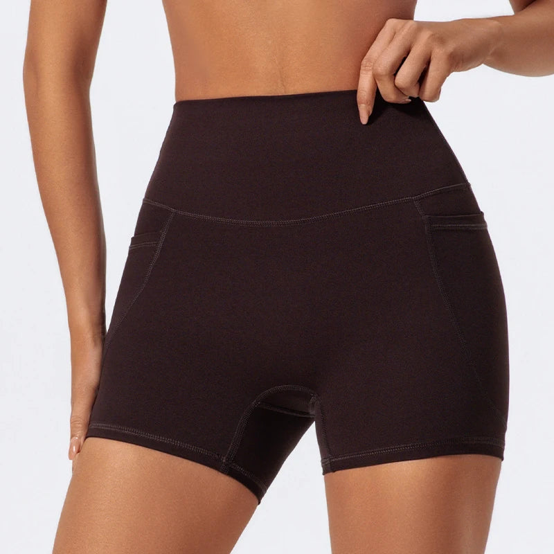 Pockets Workout Gym Legging Women Cycling Shorts Quick-Dry Yoga Clothes Breathable High Waist Sports Shorts Female