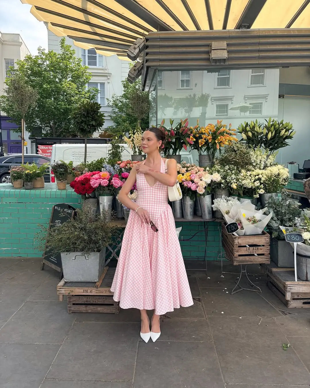 Summer Women Sexy Backless Pink Plaid Halter Dress Low Waist Elegant Party Dresses Holiday Robe