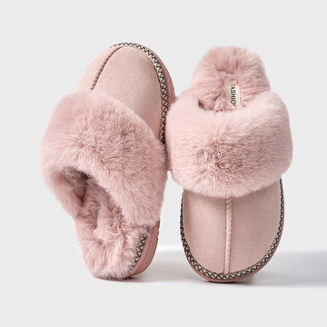 Women's Winter Warm Fur Fluffy Cotton Cosy Slippers With Non-Slip Indoor Plush Bedroom Flat Plush Slides Ladies' Shoes