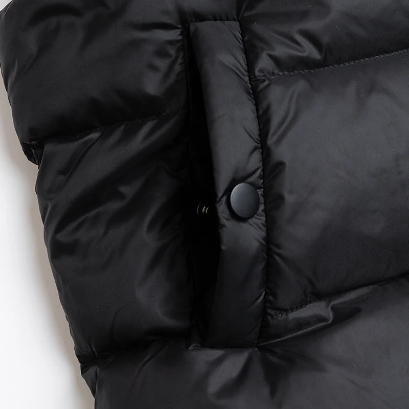 Women's High-Quality Woollen Luxury Jacket, Thick White Duck Down Vest Coats For Ladies
