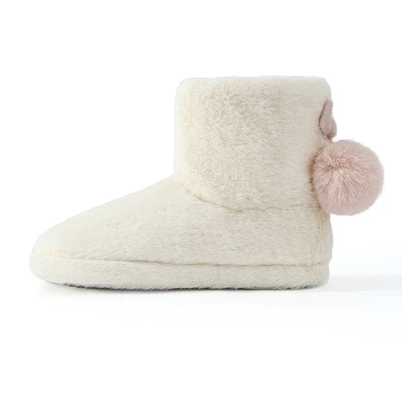 Women's Winter Warm Plush Cotton Boots Casual Fur Fluffy Snow Boots With Soft Comfort Non-Slip Sole Suitable As Snow Boots Cute Cotton Shoes