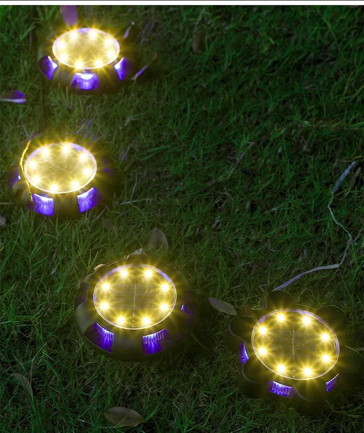 12LED Solar Underground Light Circular Outdoor Garden Solar Underground Light Deck Light Buried Solar Light Garden Decoration