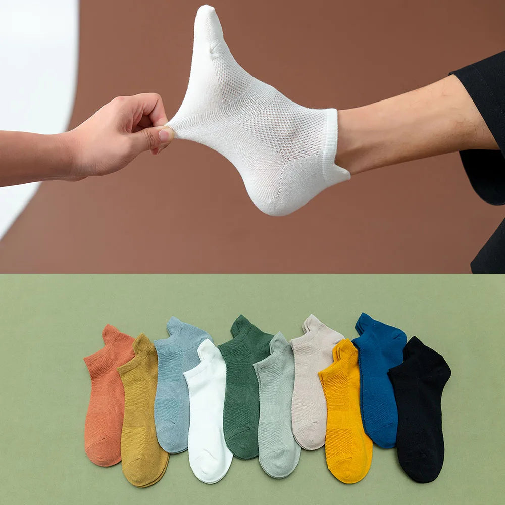 10/20 Pair Summer Men's Mesh Breathable No-Show Socks Fashion Casual Ankle Sports Cotton Socks For Men