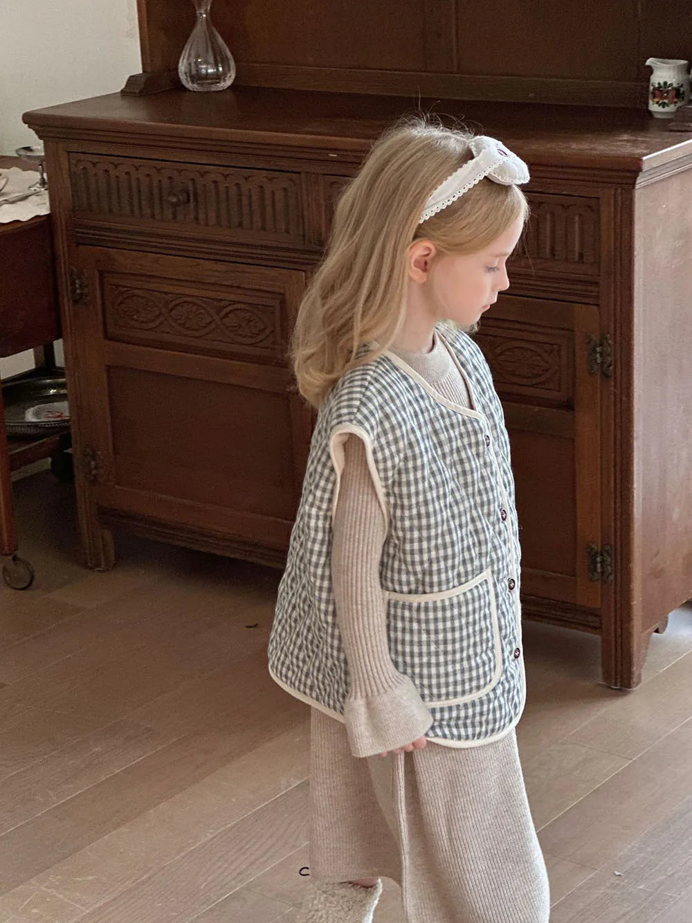 Children's Clothing Autumn Winter Girls Plaid Fur Lining Vest Kid's Warm Casual Waistcoat Jacket Boys Outwear 2-7Y Unisex