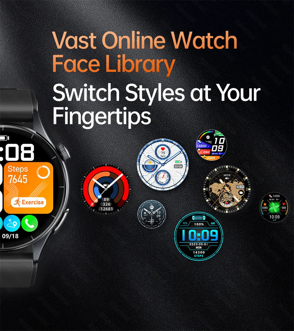2025 Nieuw Smart Watch NFC ECG+PPG Bloedzuurstof Urinezuur Bloeddruk Saffier Smartwatch Heren - Compatibel met Samsung Galaxy, Xiaomi en Huawei IOS