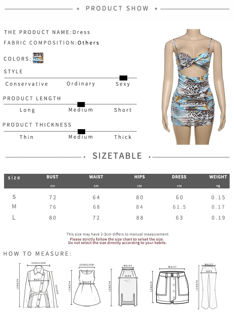 Leopard Print Mini Dress Women Cross Hollow Sexy Low-Neck Backless Midnight Club Party Hip Girl Trend Ruched Outfits