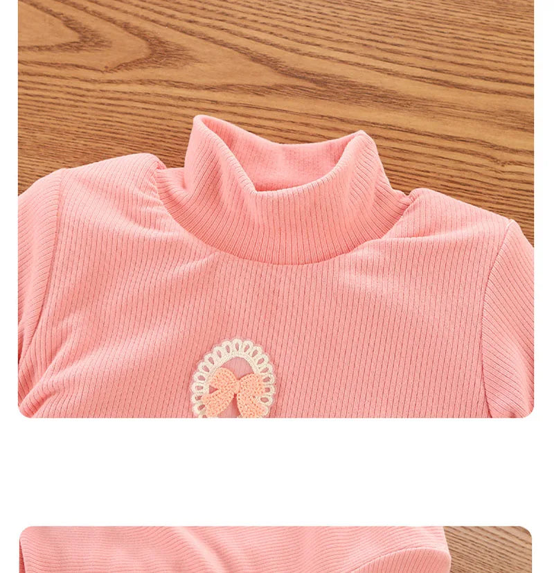 Kid's Winter Blouse 1-5Y Girls Padded Cotton Long Sleeve T-shirt Children's Thickening Warm Bottoming Shirt