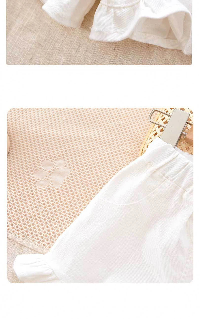 Summer Kid's Pants Fashion Girls New Denim Ruffle Shorts Children's Wear Teenage Girl Jeans 4-6Y