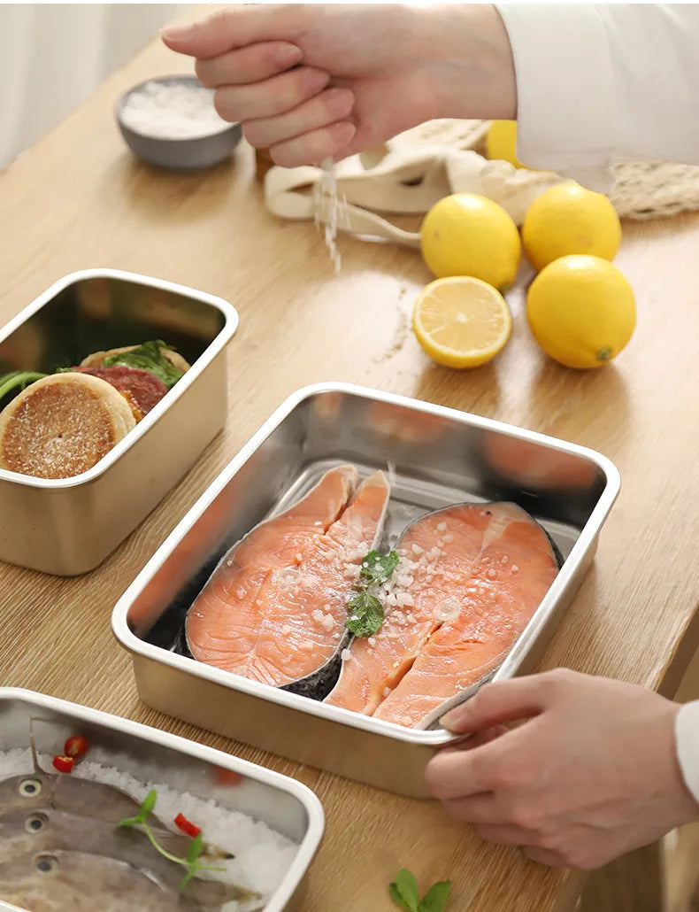 304 SS Airtight Leakproof Containers, BPA-Free - Fridge/Freezer/Microwave Safe, Stackable - Home/Kitchen Lunch Box Fruits/Meals