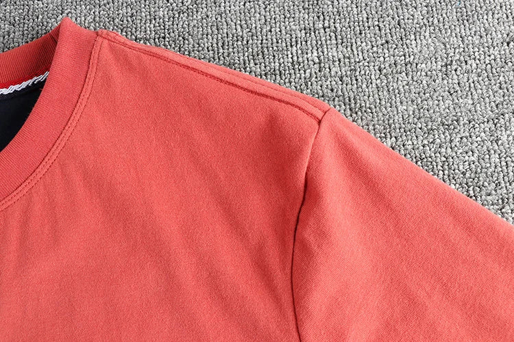 2025 Summer New American Retro Short Sleeve O-neck Letter Printed T-shirt Men's Fashion 100% Cotton Washed Casual Youth Tops