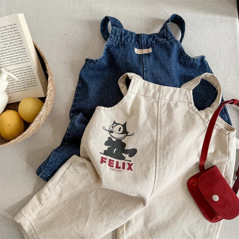 2025 Lente Nieuwe Kinderen Losse Overalls Katoen Baby Meisjes Jongens Cartoon Print Wijde Pijpen Broek Jongens Band Broek Kinderen Casual Broek 4-6Y Unisex