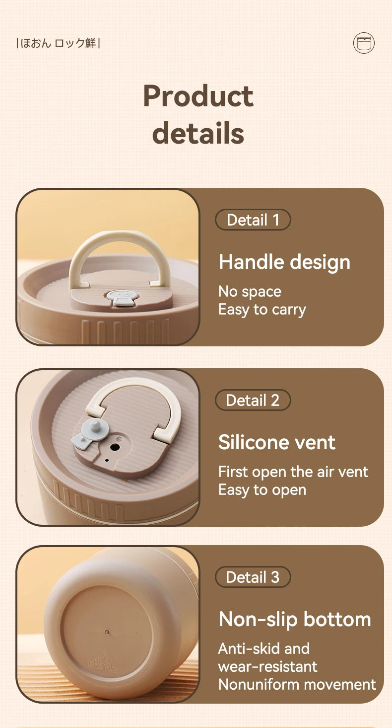 WORTHBUY Bento Lunch Box Set, Portable Keep Warm Lunch Container With Insulated Bag, 18/8 Stainless Steel Thermal Food Container