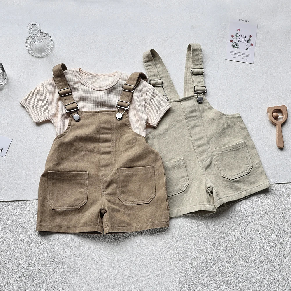 Herfst Nieuwe Effen Kinder Overall Denim Meisjes Jumpsuits Slip Jongens Jarretelbroek Outfits 1-5 Jaar Unisex