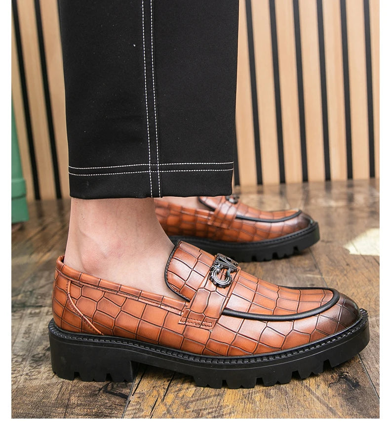 Men Height Increasing Casual Loafers Thick Bottom Male Dress Formal Shoes Slip-on Adult Leisure Loafers