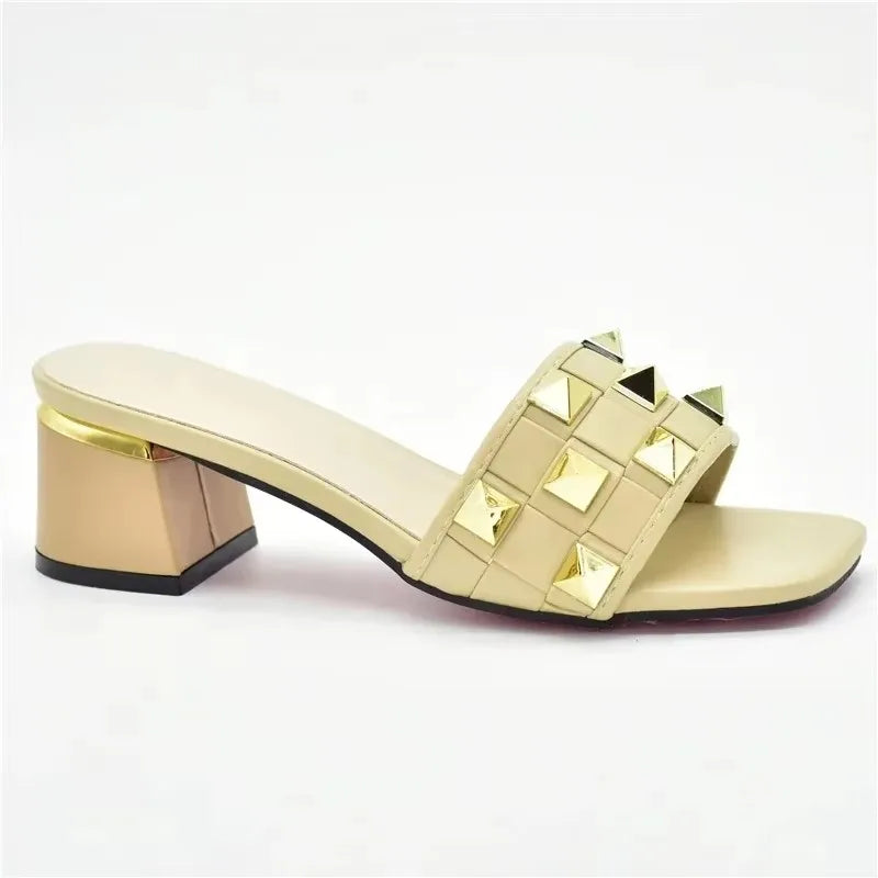 Italian Party Shoes Decorated with Big Rhinestone Women's Shoes Sexy Ladies' Open Toe Designed Pumps