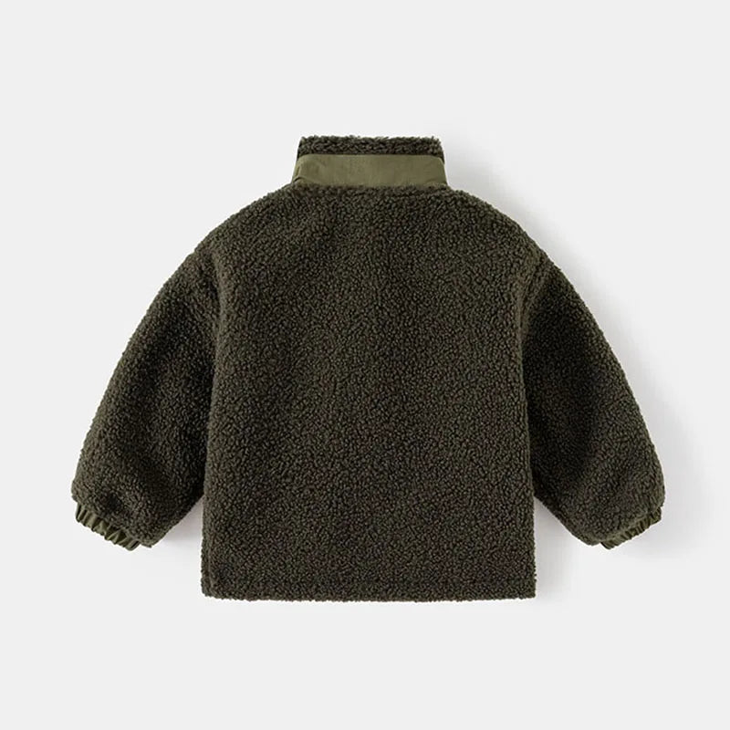 Herfst- en winterjas voor jongens, dikke jas met babydeeltjes, fluweel, opstaande kraag, top, trendy kinderkleding voor jongens van 1-6 jaar