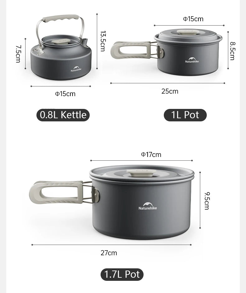 Portable Camping Cookware Set Outdoor Frying Pan Kettle Collapsible Picnic Tableware Kitchenware Furniture