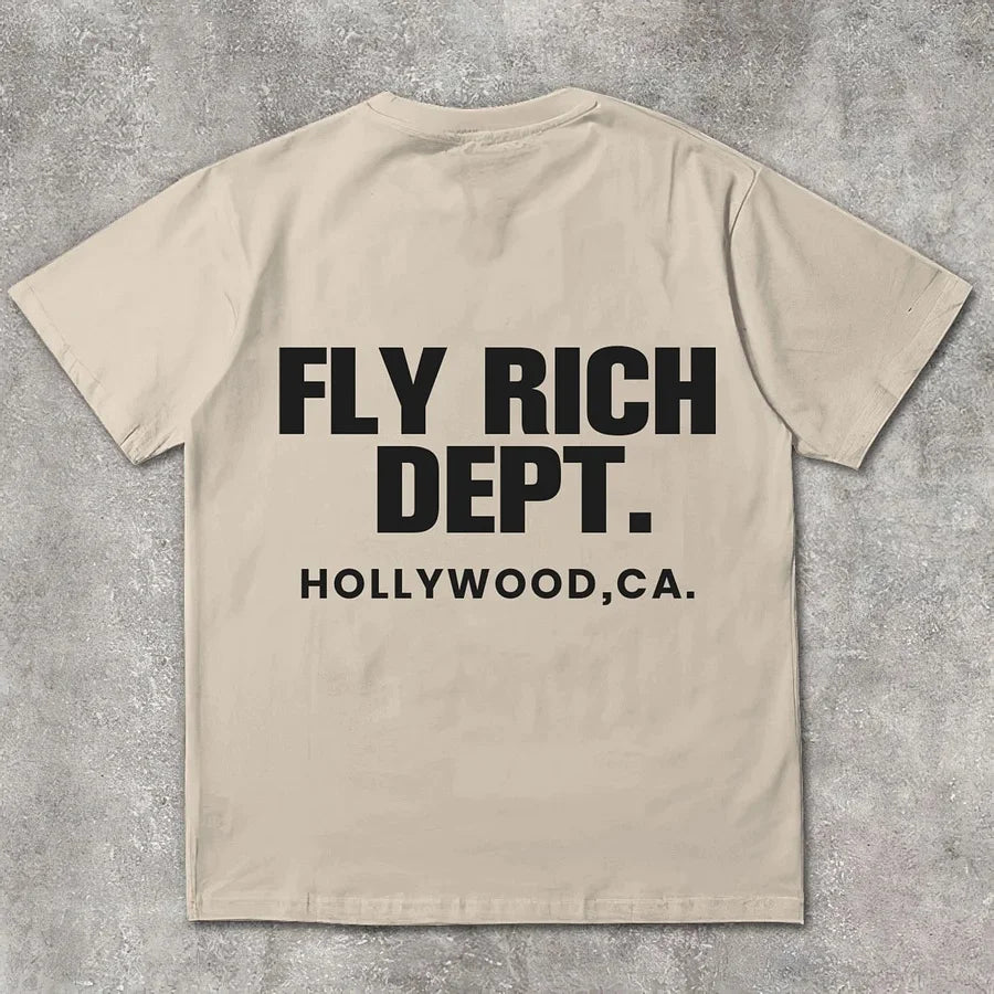 Unisex Fly Rich Graphic Print Casual 100% Cotton T-Shirt Women Y2K Summer Short Sleeve Oversize T-shirt Streetwear Tops