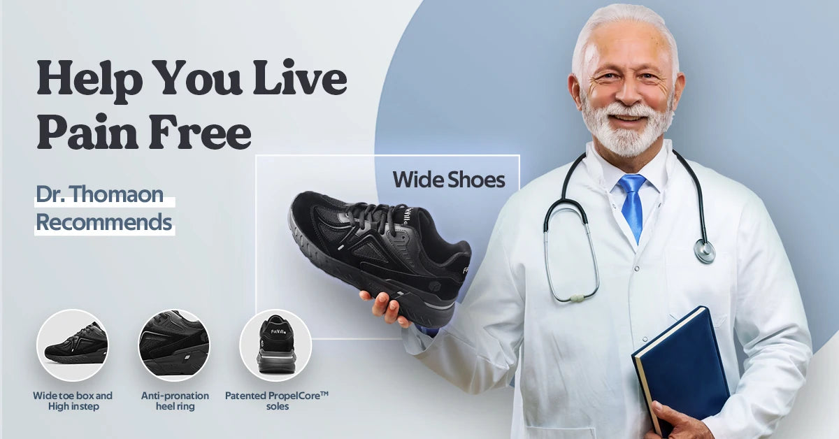 Men's Extra Wide, Lightweight & Non-Slip Running / Walking Shoes - Sneakers For Flat Feet, Arch Fit & Heel Pain Relieve