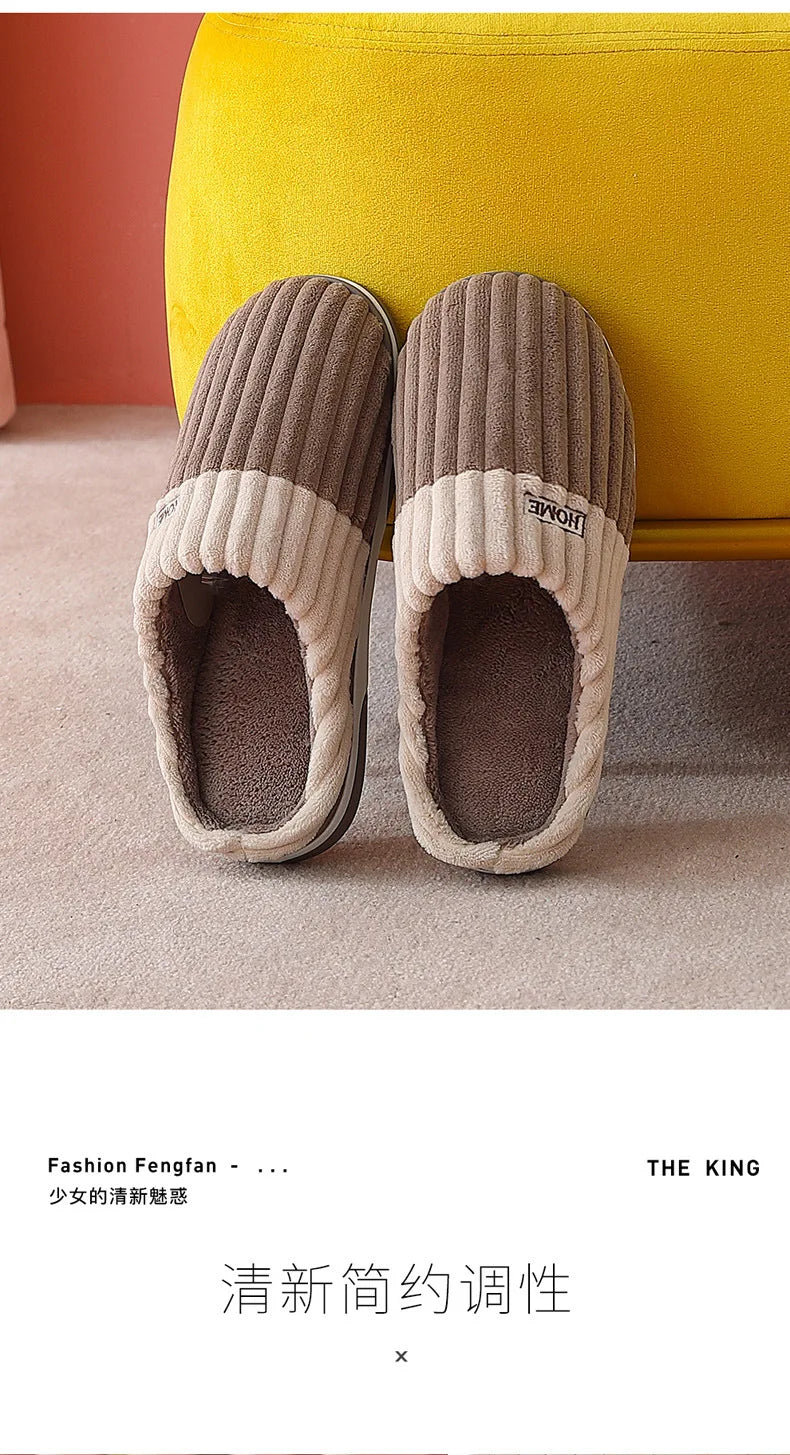 Unisex Fur Fluffy Indoor Slippers With Soft Comfy Furry Bedroom Slides and Non-Slip Plush Flat Cotton Shoes