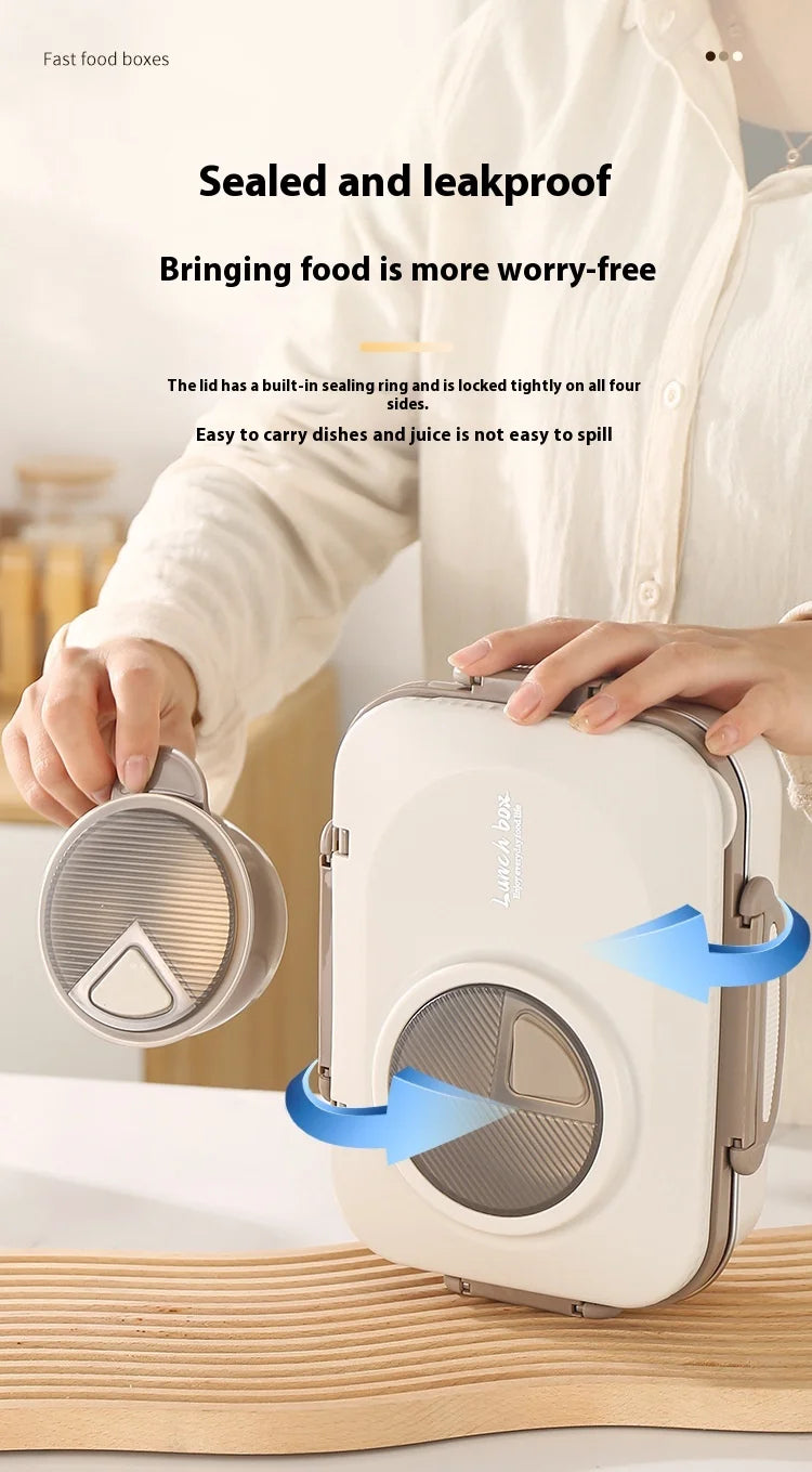 304 Stainless Steel Microwave Safe Partitioned Bento Box - Large Capacity Lunch Container for Students & Office Workers