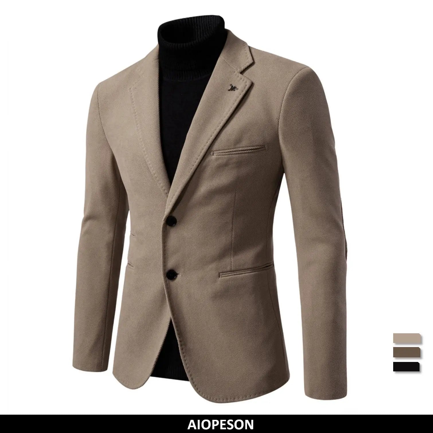 Men's Single Breasted Blazer Solid Colour Autumn Winter Slim Fit Business Casual Suit Jacket Male Blazer with Pocket