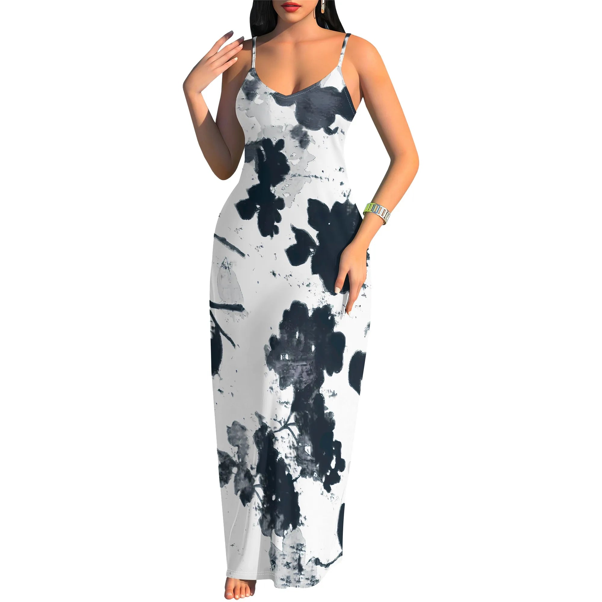 Color Splash Art Maxi Dress Plus Size Sleeveless Summer Vacation Party Dress