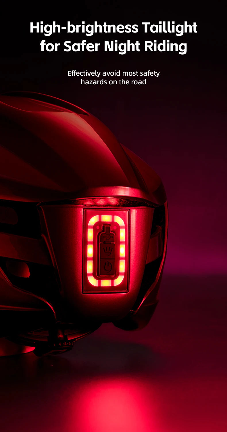 Cycling Light Helmet Type-C Charging Electric Bicycle Helmet Front Light Rear Light Warning Lamp Safety MTB Bike Helmet