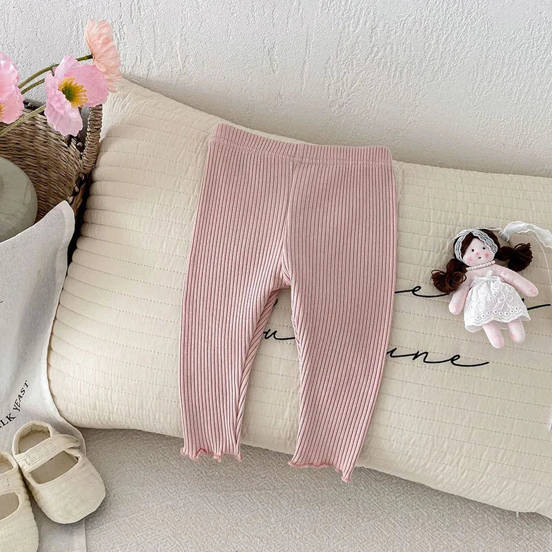 Herfst Baby Leggings Leuke Effen Kleur Meisjes Jongens Pit Strip Skinny Broek Ademende Peuterbroek 6M-3 &amp; Unisex