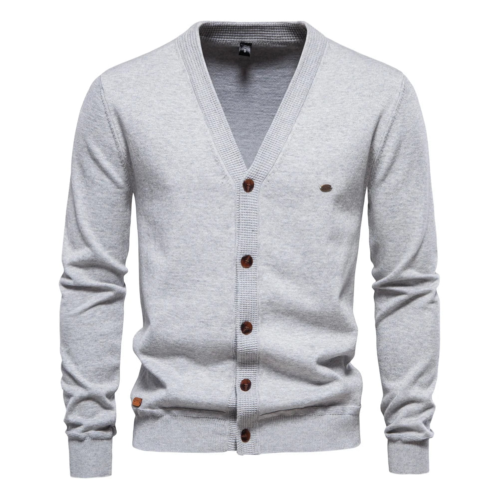 Men's Autumn Cotton Cardigan Sweater Casual Single Breasted Solid Colour High Quality Cotton Sweater For Men