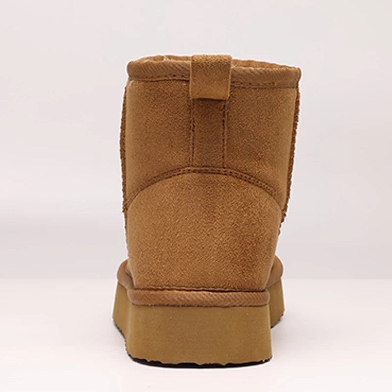 Women's Winter Classic Snow Boots Warm and Comfy Flat Furry Boots Outdoor and Indoor Non-Slip Fluffy Female Cotton Shoes