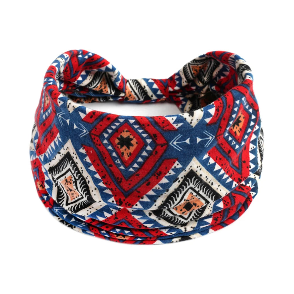 Bohol Headbands Women Wide Knotted Hairbands Elastic Turban Head Bands Non-Slip Floral Yoga Sports Sweatbands Workout Head Wraps
