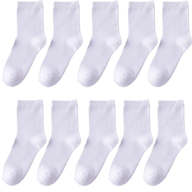 10 Pair Women's Bamboo Fibre Socks Harajuku Retro Solid Colour Casual Ladies Set Korean Style Female Socks