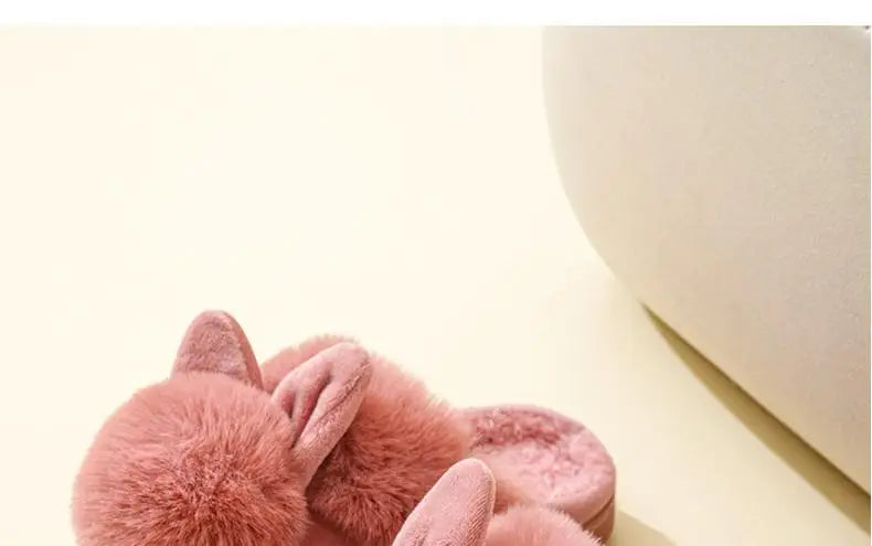 Women's Winter Warm House Fuzzy Slippers Couple Indoor Anti-Skid Plush Lined Bedroom Slides Fluffy Cotton Shoes For Ladies