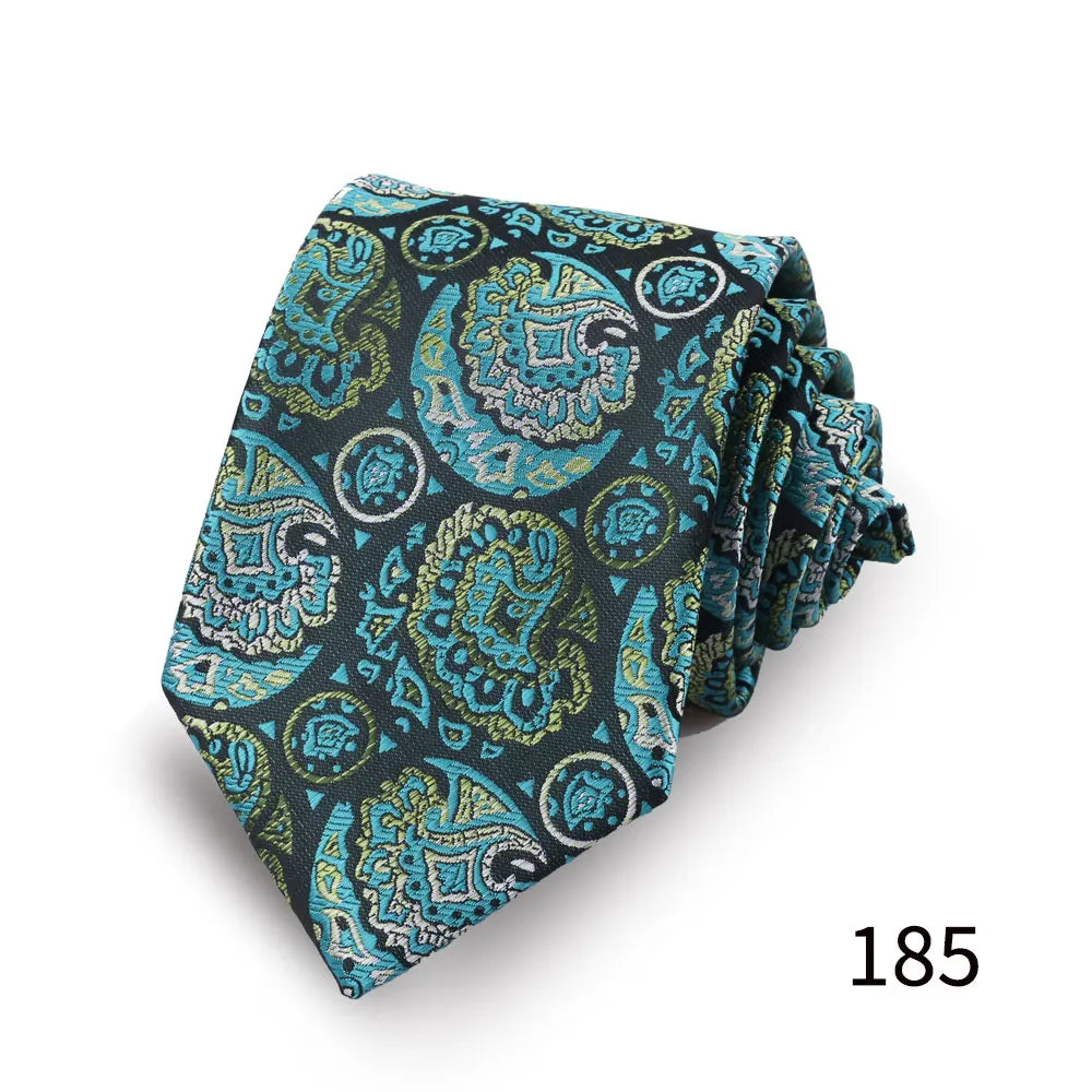 Men's Luxury Paisley Necktie Floral Wedding Style Business Tie Polyester 146x7.5cm Gift for Adult Male Occasions