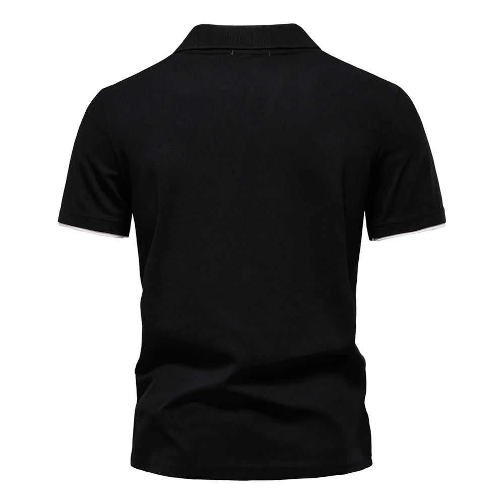 Men's Summer V-Neck Striped Polo Shirt Breathable Slim Fit Polo Shirts for Men Lightweight Casual Athletic Polo